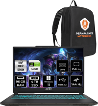 MSI Cyborg 15 A13VE897XTRP380 Dahili UHD Graphics Intel Core i7 13620H 96 GB Ram 4 TB SSD 15.6 inç Full HD Windows 11 Home Laptop + PER4 Çanta