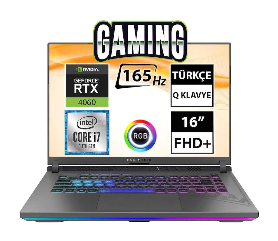 Asus ROG Strix G16 G614JV-N3159A6 Harici GeForce RTX 4060 Intel Core i7 13650HX 32 GB Ram 2 TB SSD 16 inç Full HD Freedos Gaming Laptop