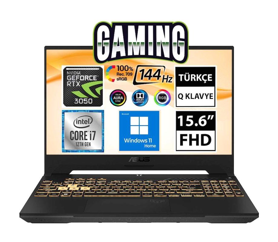 Asus TUF Gaming F15 FX507ZC4-HN008W Harici GeForce RTX 3050 Intel Core i7 12700H 16 GB Ram 512 GB SSD 15.6 inç Full HD Windows 11 Home Gaming Laptop