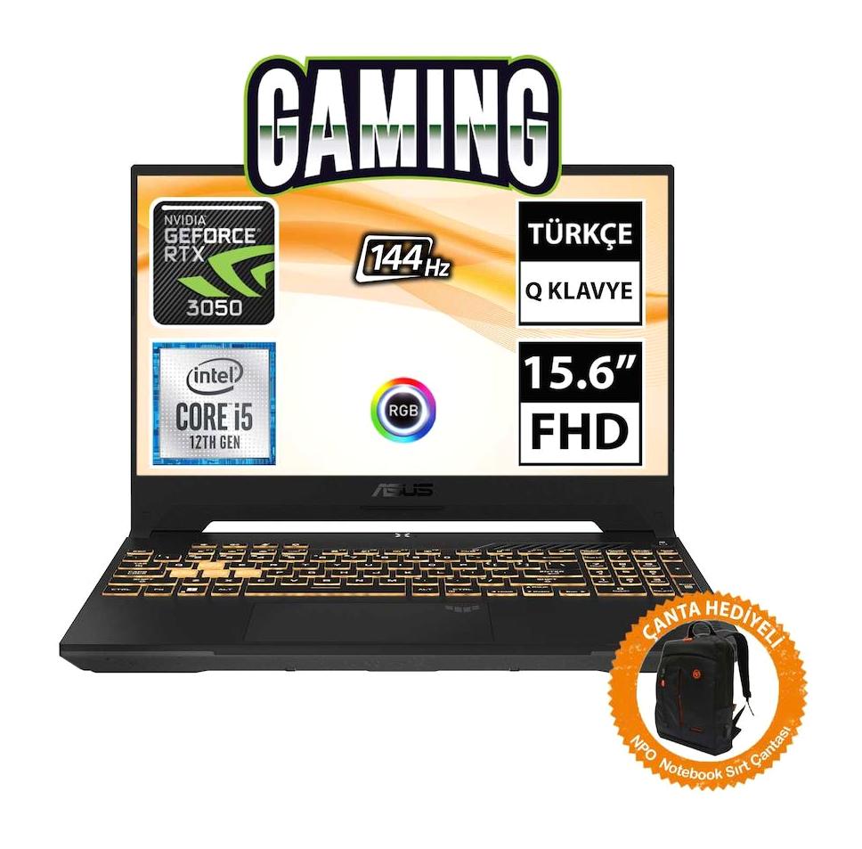 Asus TUF Gaming F15 FX507ZC4-HN205A12 Harici GeForce RTX 3050 Intel Core i5 12500H 64 GB Ram 2 TB SSD 15.6 inç Full HD Freedos Gaming Laptop + CNT013 Çanta