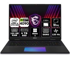 MSI Titan 18 HX A14VIG-067TR Harici GeForce RTX 4090 Intel Core i9 14900HX 192 GB Ram 4 TB SSD 18 inç UHD+ Windows 11 Pro Gaming Laptop