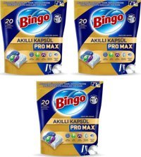 Bingo Pro Max Tablet Bulaşık Makinesi Deterjanı 3x20 Adet