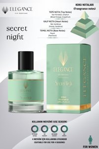 Elegance Vip Perfume Secret Night EDP Baharatlı-Çiçeksi-Odunsu Kadın Parfüm 50 ml