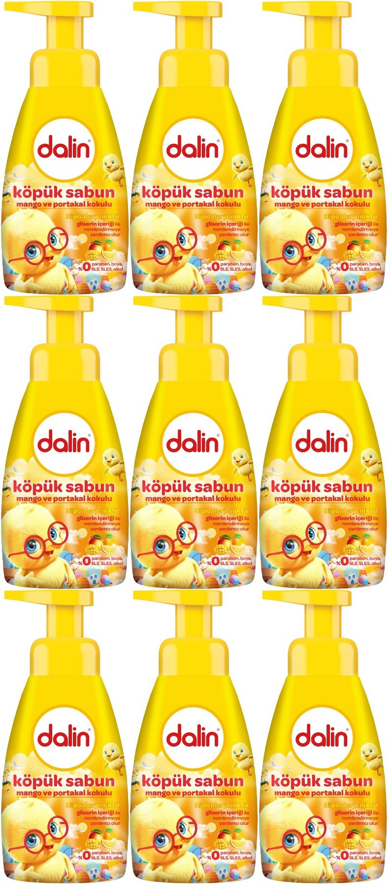 Dalin Hipoalerjenik Mango ve Portakal Köpük Bebek Sabunu 9x200 ml