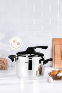 Nehir Silver Trend Düdüklü Kapak Kapsül 8 lt Düdüklü Tencere Gri