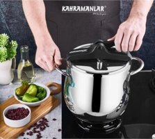 Kahramanlar Platin Düdüklü Kapak Kapsül 3.5 lt Düdüklü Tencere Gri-Siyah