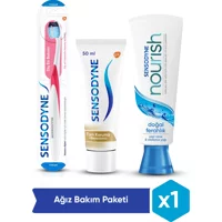 Sensodyne Nourish Doğal Ferahlık 75 ml Diş Macunu + Tam Koruma Beyazlatıcı 50 ml + Diş Eti Bakım Fırçası