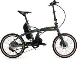 Bisan E-Folding Strike 250 W 100 Km 20 Jant 9 Vites Katlanır Elektrikli Bisiklet Gri-Sarı