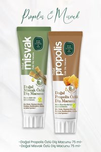 Eyüp Sabri Tuncer Propolis Özlü Organik Florürsüz Diş Macunu 75 ml + Doğal Misvak Özlü Diş Macunu 75 ml