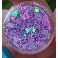 Hb Tasarım Lila Kalpli Toz Simli Glitter Tekli Göz Farı