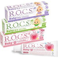 Rocs Baby Elmalı Papatyalı ve Ihlamurlu Florürsüz 3 Yaş Çocuk Diş Macunu 3x35 ml