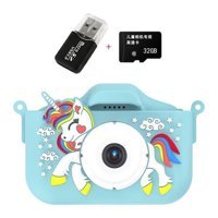 Tuomeng Sevimli Unicorn Mini Full HD Kompakt Dijital Fotoğraf Makinesi Mavi