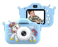 Tfixol Sevimli Unicorn Mini Full HD Kompakt Dijital Fotoğraf Makinesi Mavi