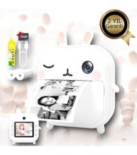 Ucuztekno Sevimli Tavşan Mini Full HD Kompakt Dijital Fotoğraf Makinesi Beyaz