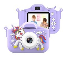 Tuomeng Sevimli Unicorn Mini Full HD Kompakt Dijital Fotoğraf Makinesi Mor