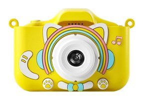 Tuomeng Müzik Sevimli Kedi Mini Full HD Kompakt Dijital Fotoğraf Makinesi Sarı