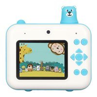 Amonıda Sevimli Ayı Mini Full HD Kompakt Dijital Fotoğraf Makinesi Beyaz-Mavi