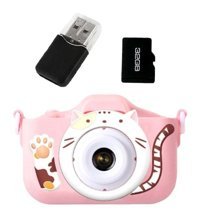 Mengtuo Kedi Mini Full HD Kompakt Dijital Fotoğraf Makinesi Pembe