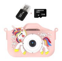 Tuomeng Sevimli Unicorn Mini Full HD Kompakt Dijital Fotoğraf Makinesi Pembe