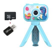 Tuomeng 2 inç Sevimli Dinozor Şipşak Mini Full HD Kompakt Dijital Fotoğraf Makinesi Mavi