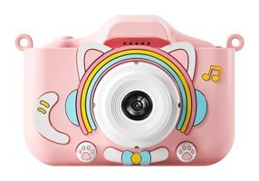 Tuomeng Müzik Sevimli Kedi Mini Full HD Kompakt Dijital Fotoğraf Makinesi Pembe