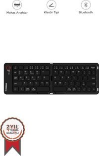 Torima Tk-08 Türkçe Q Katlanabilir 67 Tuşlu Black Kablosuz Siyah Normal Klavye
