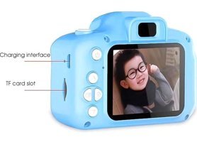 Qasul Mini Full HD 1080P Kompakt Çocuk Dijital Fotoğraf Makinesi Mavi