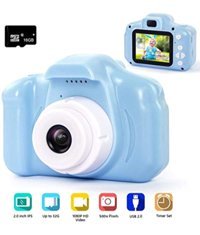 Qasul Mini Full HD Kopmakt Çocuk Dijital Fotoğraf Makinesi Mavi