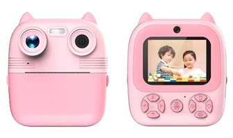 Qasul Mini Sevimli Full HD Kompakt Çocuk Dijital Fotoğraf Makinesi Pembe