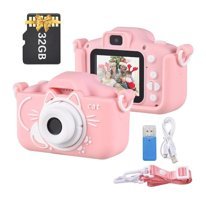 Andoer Kedi Mini Full HD Kopmakt Çocuk Dijital Fotoğraf Makinesi Pembe