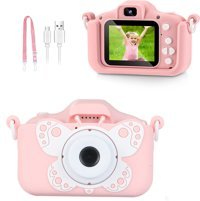 Cankypu Mini Full HD Kelebek Kompakt Çocuk Dijital Fotoğraf Makinesi Pembe