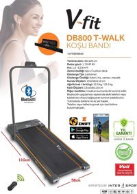 V-Fit DB800 T-Walk Motorlu Katlanabilir Koşu Bandı Siyah