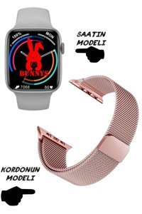 Bunnys Watch 8 Pro Android 45 mm Silikon Kordon Kare Unisex Akıllı Saat Rose