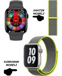 Bunnys Watch 8 Pro Android 45 mm Silikon Kordon Kare Unisex Akıllı Saat Gri - Yeşil