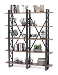 Zizuva Tasarım 5 Bölmeli 5 Raflı Metal 80x30x155 cm Siyah Kitaplık