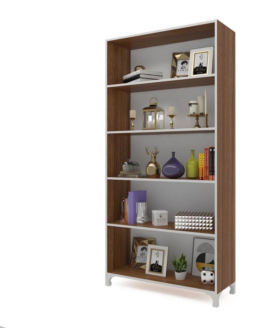 Kenzlife Tuğçe 5 Bölmeli 5 Raflı Suntalam 188x90x20 cm Kahverengi Kitaplık