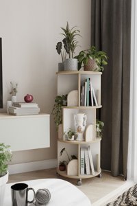 Zeo Wood Design Dekoratif 20 Bölmeli 20 Raflı Ahşap 103x45 cm Beyaz-Sonoma Kitaplık