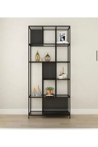 Larissa Design Dekoratif 12 Bölmeli 12 Raflı Siyah Kitaplık