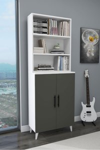 Enda Home Oras 6 Bölmeli 6 Raflı Antrasit-Beyaz Kitaplık