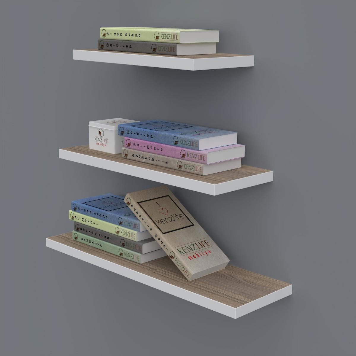 Kenzlife Nadire 3 Bölmeli 3 Raflı Suntalam 40x30x20 cm Beyaz-Tori Kitaplık