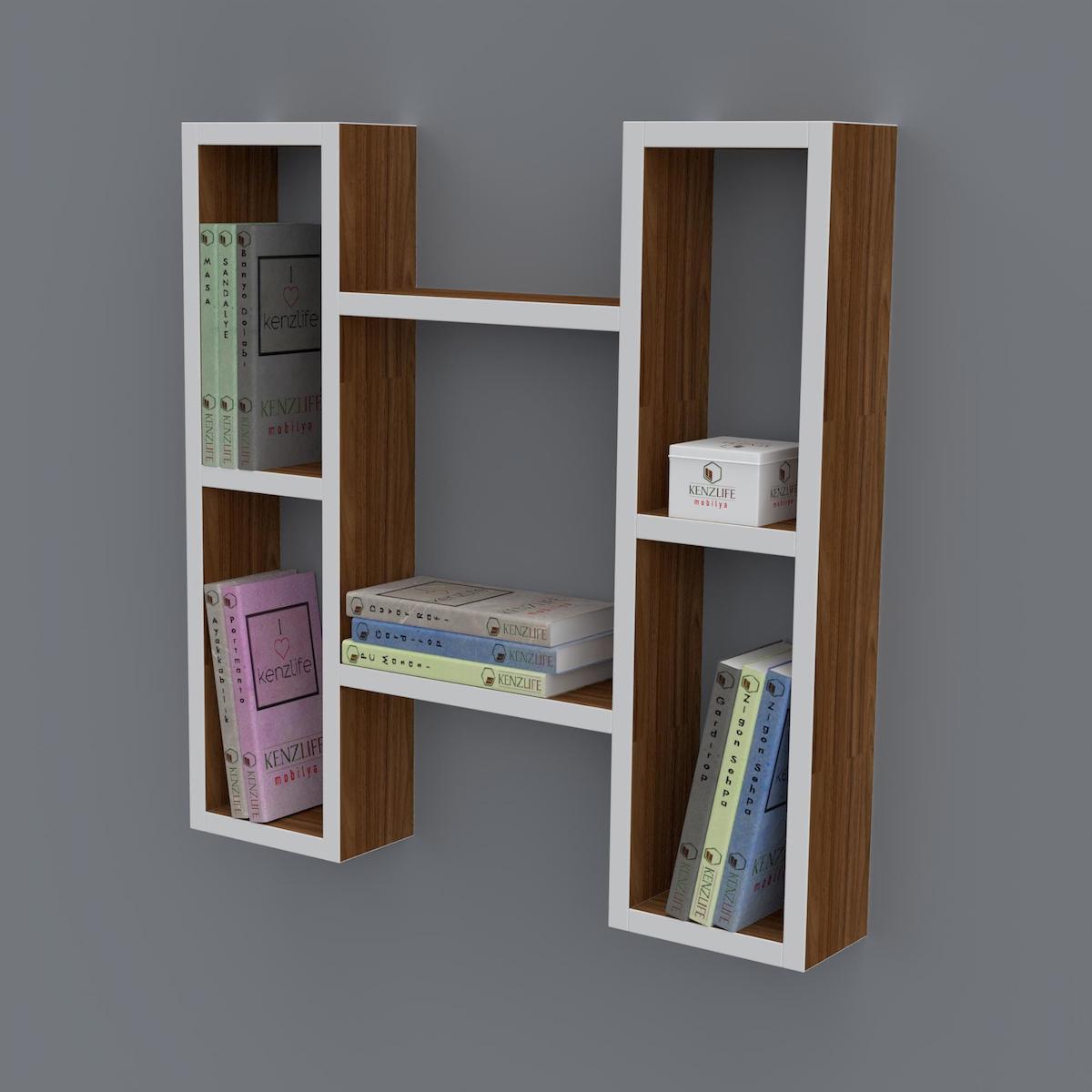 Kenzlife Melisa 6 Bölmeli 6 Raflı Suntalam 60x60x20 cm Beyaz-Kahverengi Kitaplık
