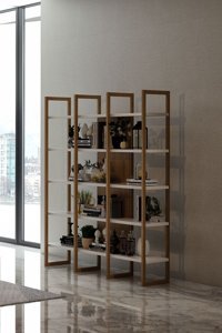Kelebek Giona 15 Bölmeli 15 Raflı Suntalam 199x150x40 cm Beyaz-Tori Kitaplık