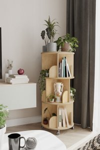 Zeo Wood Design Dekoratif 16 Bölmeli 16 Raflı Suntalam 103x45 cm Meşe Kitaplık