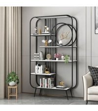 Larissa Design Dekoratif 5 Bölmeli 5 Raflı Beyaz-Siyah Kitaplık