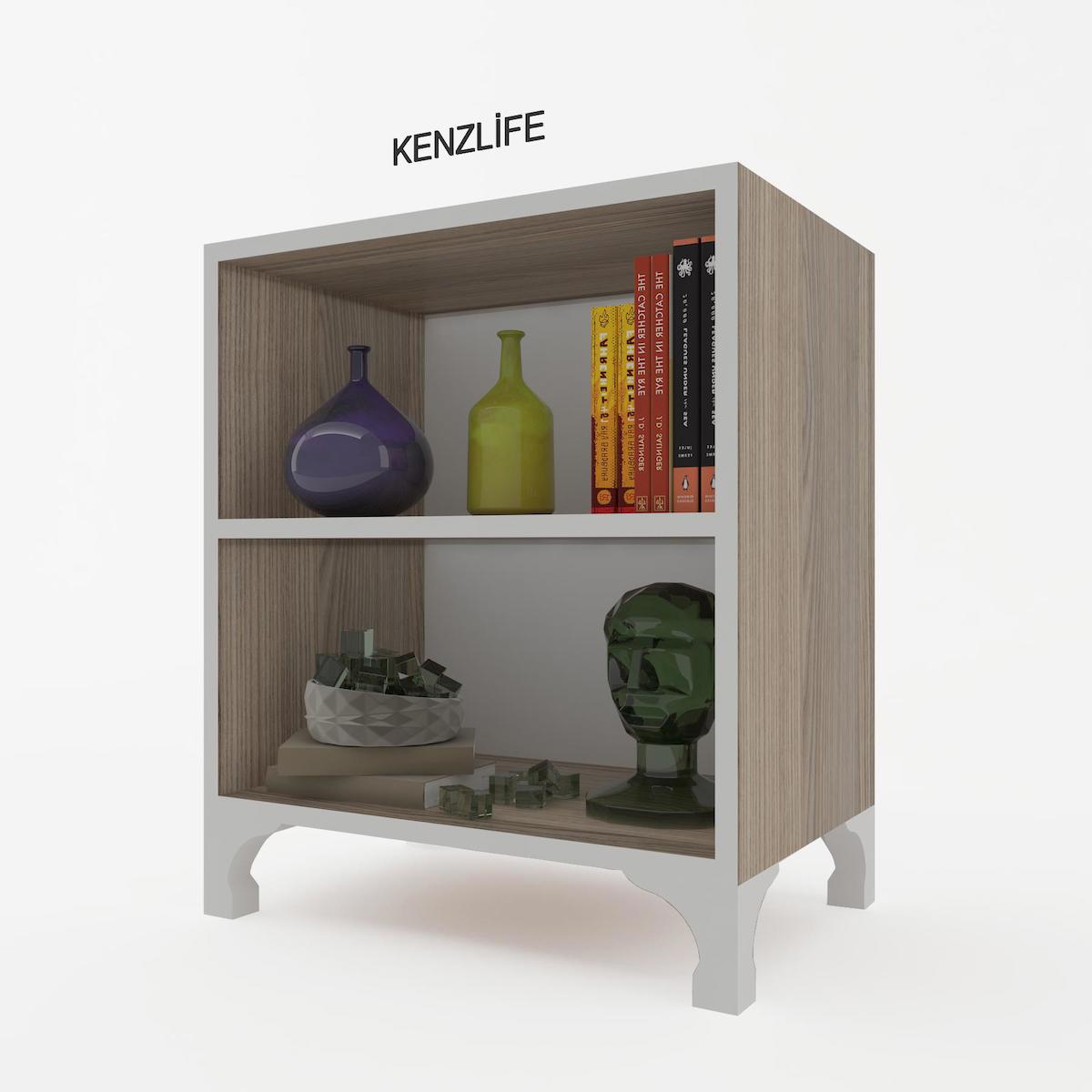 Kenzlife Tuğçe 2 Bölmeli 2 Raflı Suntalam 68x60x20 cm Tori Kitaplık