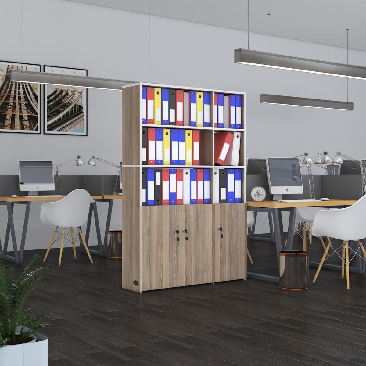 Kenzlife Alpdem 6 Bölmeli 6 Raflı Suntalam 175x120x30 cm Tori Kitaplık