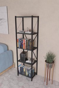 Furnature Design Dekoratif 5 Bölmeli 5 Raflı Metal 43x30 cm Antrasit Kitaplık
