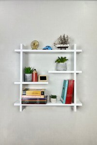 Mudesa Dekoratif 4 Bölmeli 4 Raflı Suntalam 47x36x16 cm Beyaz Kitaplık