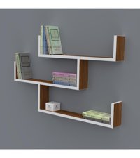 Kenzlife Gülin 3 Bölmeli 3 Raflı Suntalam 55x80x20 cm Beyaz-Kahverengi Kitaplık