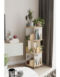 Zeo Wood Design Dekoratif 20 Bölmeli 20 Raflı Ahşap 103x45 cm Beyaz-Kahverengi Kitaplık